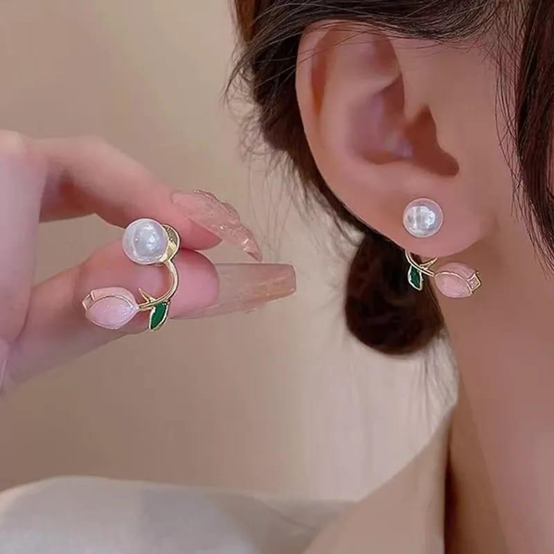 Korean Rose Stud Earrings