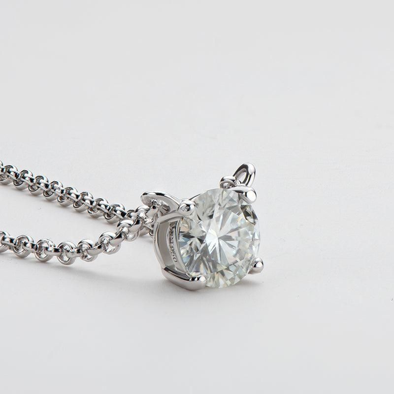 Diamond Pendant Silver Necklace